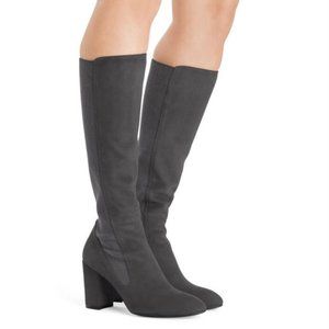 NEW W/O BOX Stuart Weitzman Livia 80 Boot Gray Suede w/ Stretch Elastic